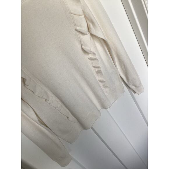 Vineyard Vines Girls Ruffle Crew Neck Sweater Marshmallow White Size Large - Picture 3 of 11